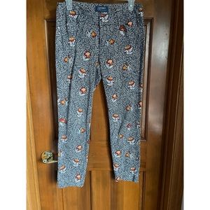 Women’s pants (navy, white, & orange floral, size 4)